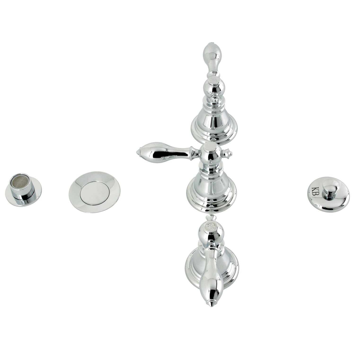 Kingston Heirloom KB321ACL - American Classic Three-Handle Deck Mount Vertical Spray Bidet Faucet with Brass Pop-Up, Polished Chrome — image 1